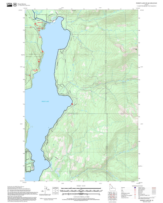 2025 Forest Service Topo Map of Priest Lake NE Idaho