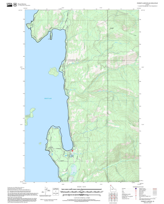 2025 Forest Service Topo Map of Priest Lake SE Idaho