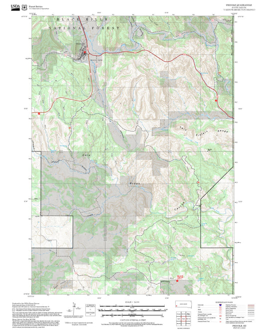 2025 Forest Service Topo Map of Pringle South Dakota