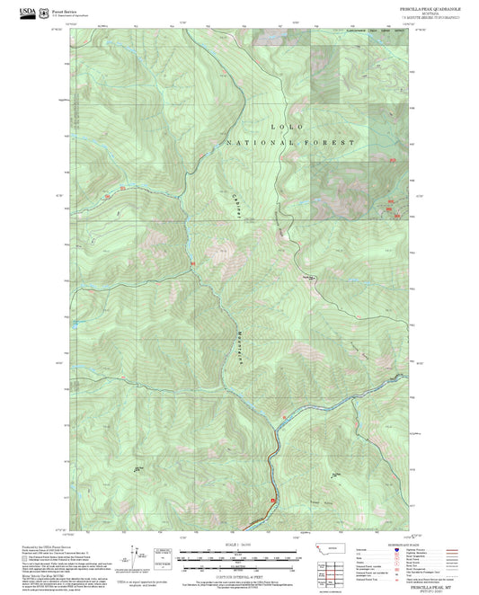 2025 Forest Service Topo Map of Priscilla Peak Montana