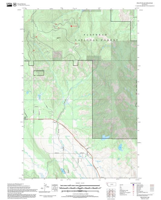 2025 Forest Service Topo Map of Proctor Montana