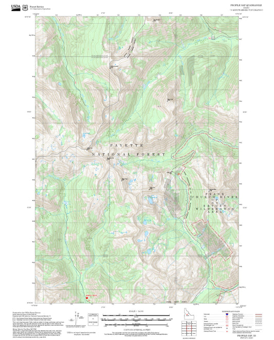 2025 Forest Service Topo Map of Profile Gap Idaho