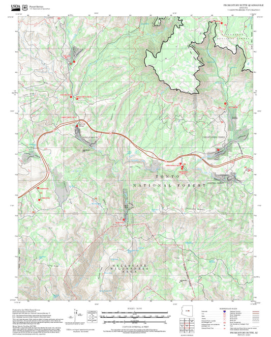 2025 Forest Service Topo Map of Promontory Butte Arizona
