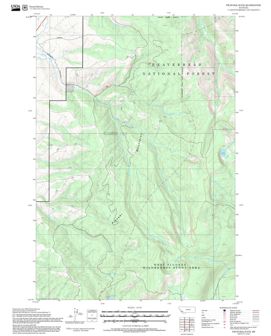 2025 Forest Service Topo Map of Proposal Rock Montana
