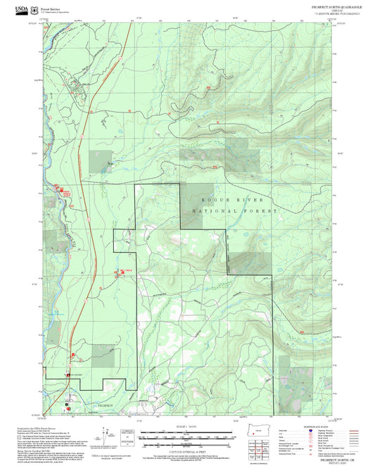 2025 Forest Service Topo Map of Prospect North Oregon