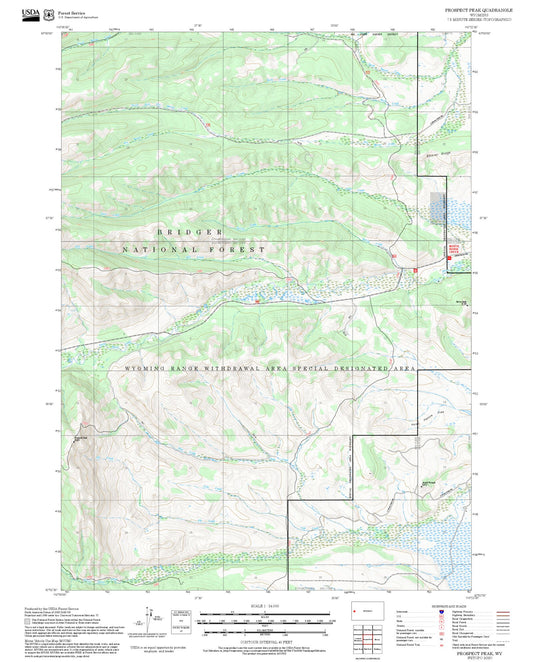 2025 Forest Service Topo Map of Prospect Peak Wyoming