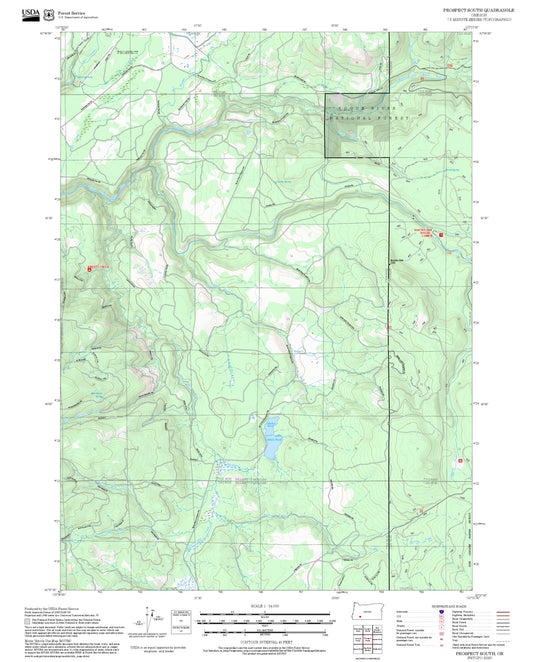 2025 Forest Service Topo Map of Prospect South Oregon