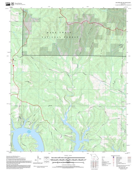 2025 Forest Service Topo Map of Protem SW Missouri