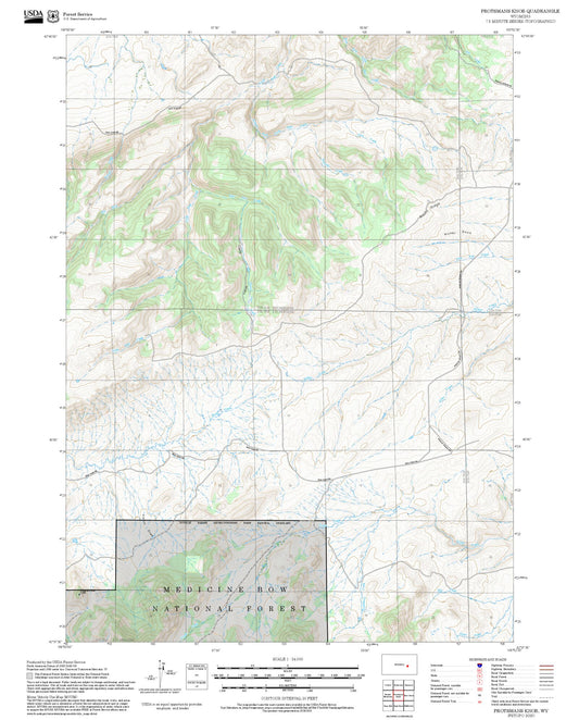 2025 Forest Service Topo Map of Protsmans Knob Wyoming