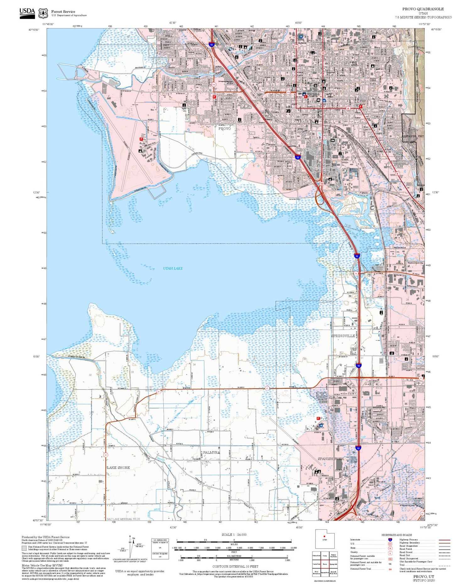 2025 Forest Service Topo Map of Provo Utah