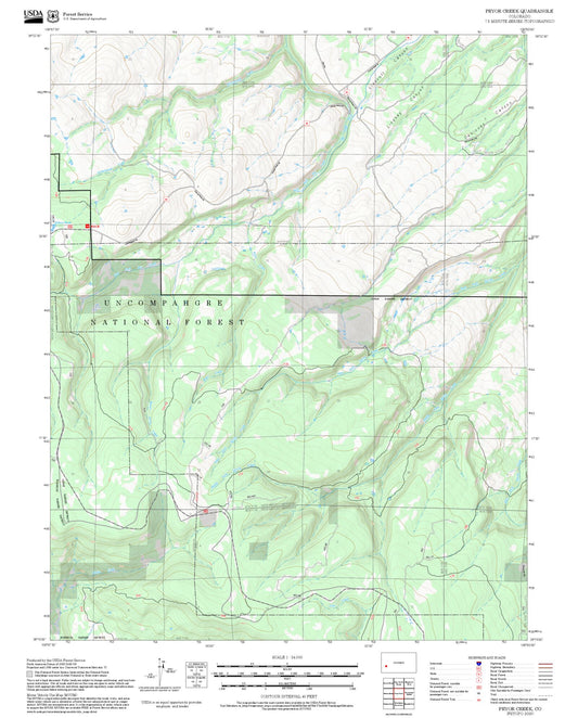 2025 Forest Service Topo Map of Pryor Creek Colorado