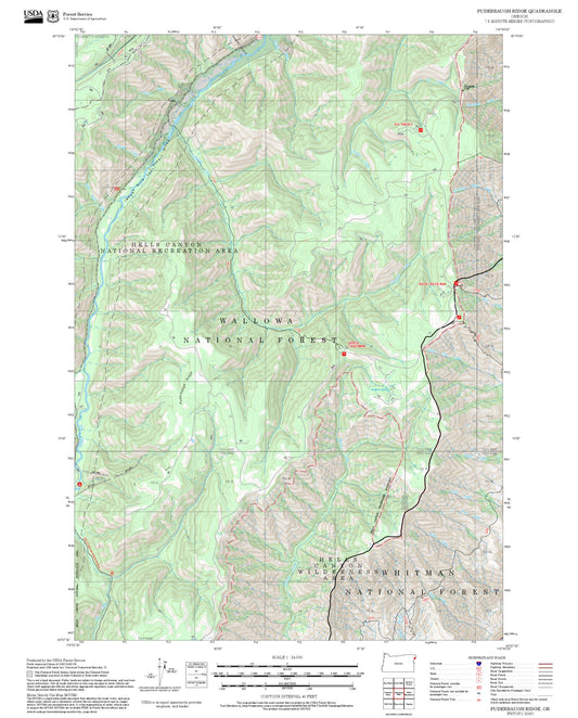 2025 Forest Service Topo Map of Puderbaugh Ridge Oregon