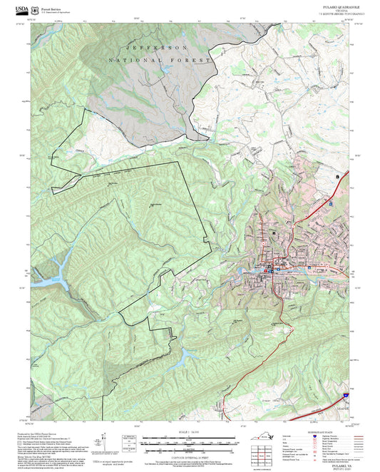 2025 Forest Service Topo Map of Pulaski Virginia