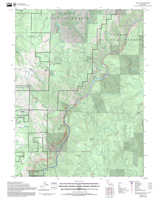 2025 Forest Service Topo Map of Pulga California