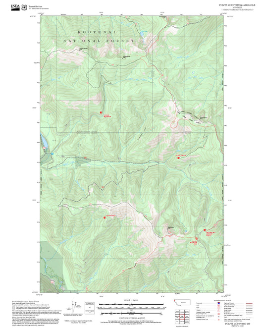 2025 Forest Service Topo Map of Pulpit Mountain Montana