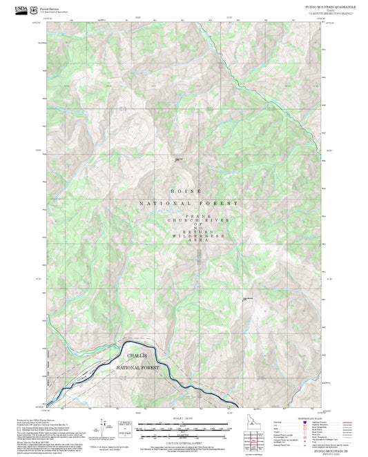 2025 Forest Service Topo Map of Pungo Mountain Idaho