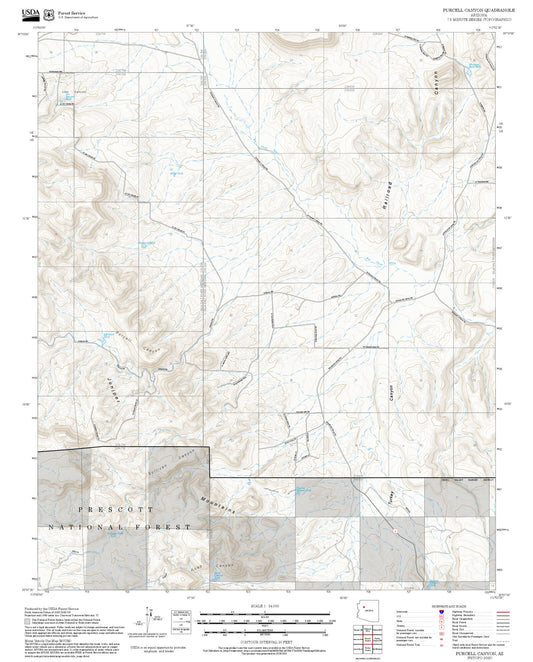 2025 Forest Service Topo Map of Purcell Canyon Arizona