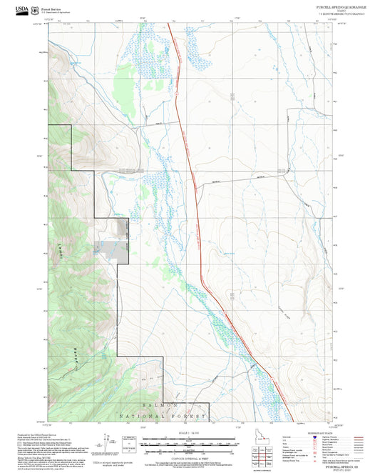 2025 Forest Service Topo Map of Purcell Spring Idaho
