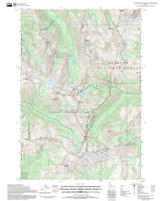 2025 Forest Service Topo Map of Purgatory Saddle Idaho