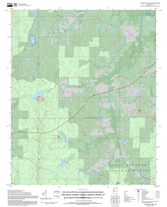 2025 Forest Service Topo Map of Puskus Lake Mississippi