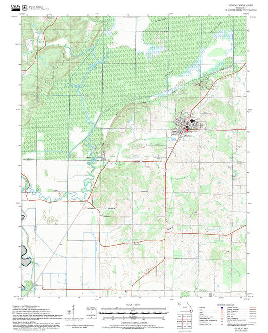 2025 Forest Service Topo Map of Puxico Missouri