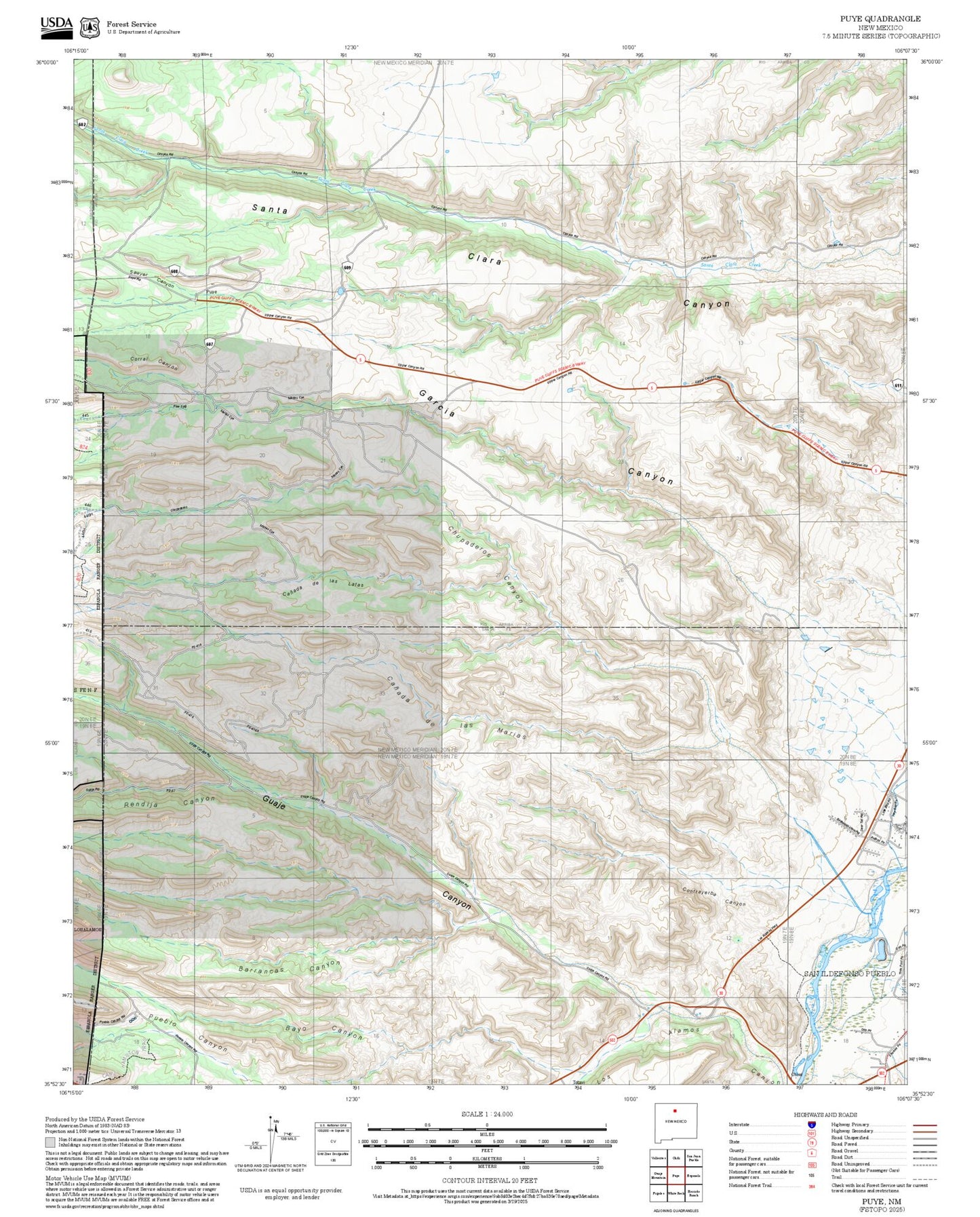 2025 Forest Service Topo Map of Puye New Mexico
