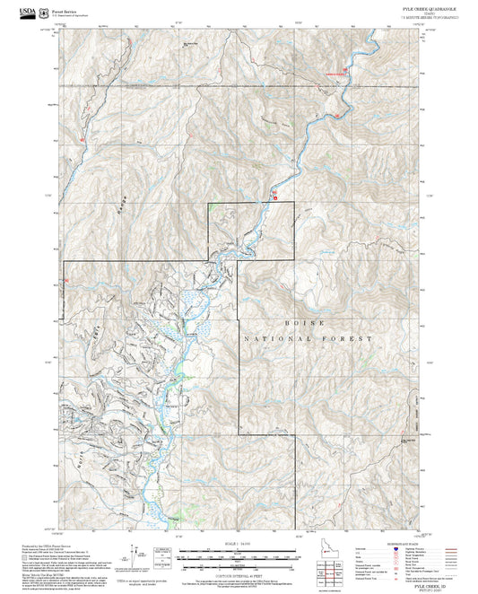2025 Forest Service Topo Map of Pyle Creek Idaho
