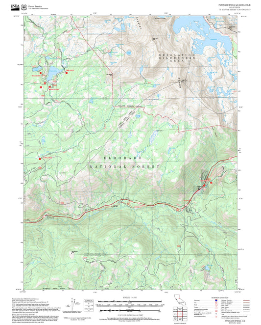 2025 Forest Service Topo Map of Pyramid Peak California
