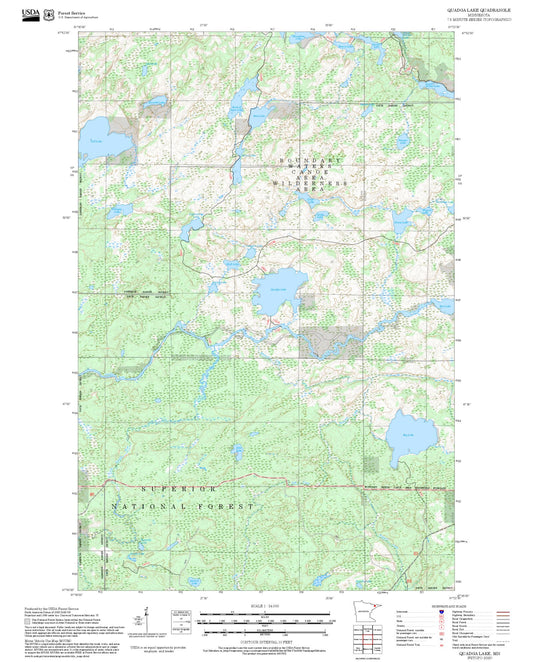 2025 Forest Service Topo Map of Quadga Lake Minnesota
