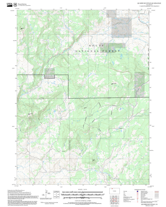 2025 Forest Service Topo Map of Quaker Mountain Colorado