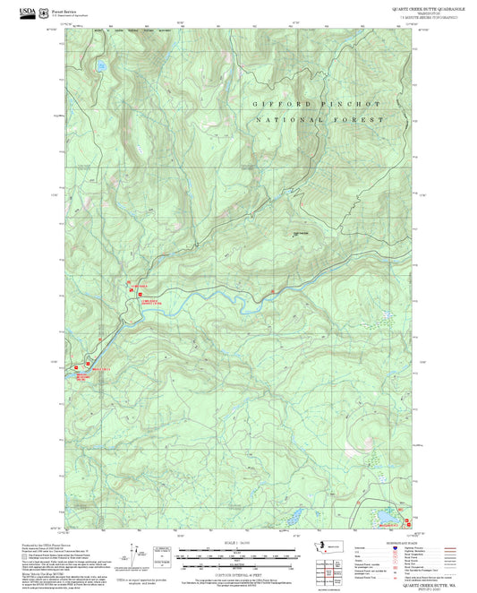 2025 Forest Service Topo Map of Quartz Creek Butte Washington