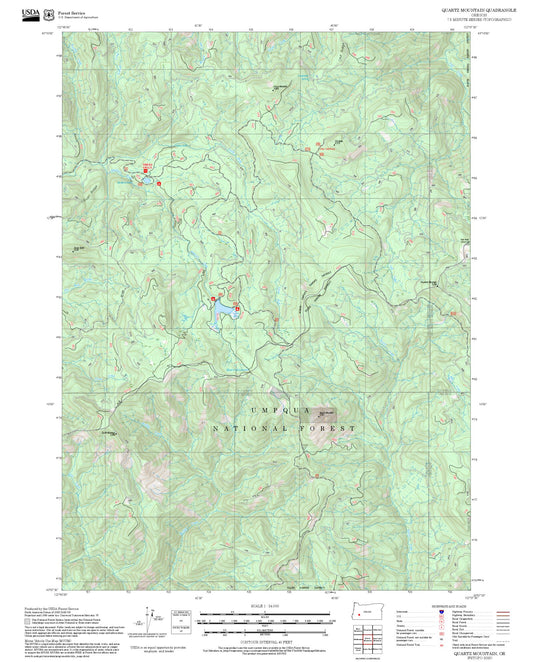 2025 Forest Service Topo Map of Quartz Mountain Oregon