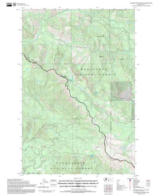 2025 Forest Service Topo Map of Quartz Mountain Washington