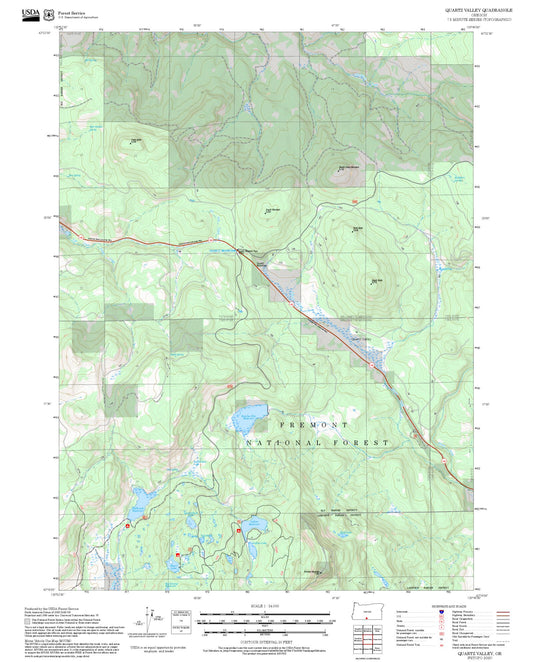 2025 Forest Service Topo Map of Quartz Valley Oregon