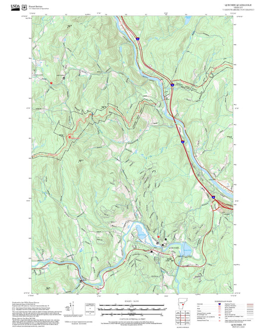 2025 Forest Service Topo Map of Quechee Vermont