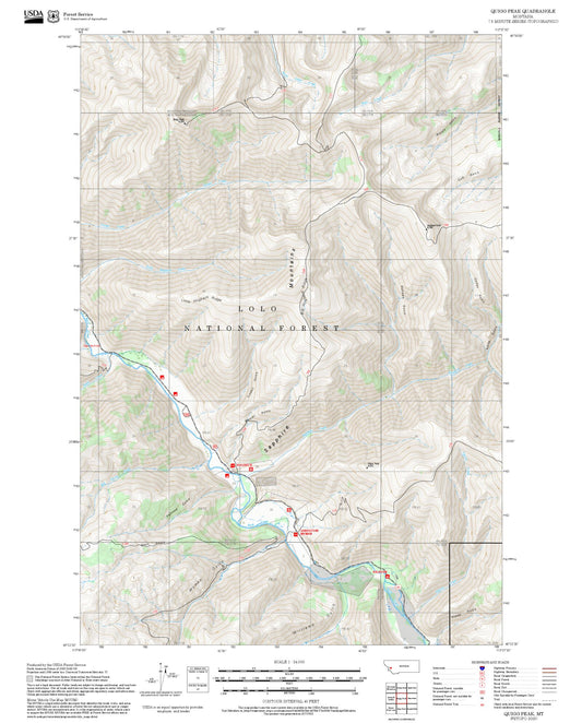 2025 Forest Service Topo Map of Quigg Peak Montana