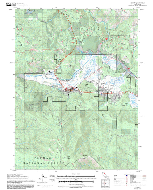 2025 Forest Service Topo Map of Quincy California