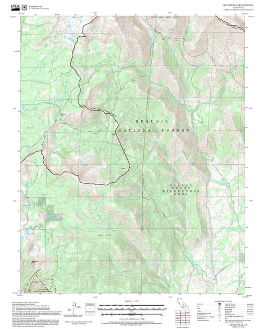 2025 Forest Service Topo Map of Quinn Peak California