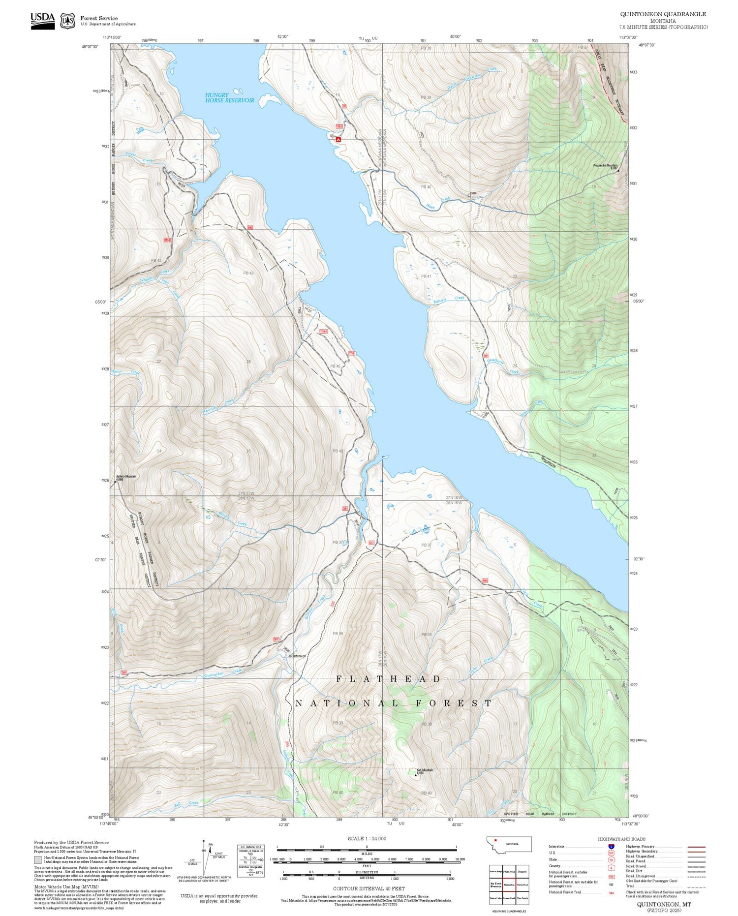 2025 Forest Service Topo Map of Quintonkon Montana