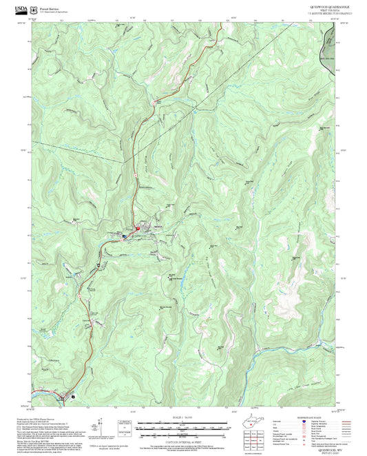 2025 Forest Service Topo Map of Quinwood West Virginia