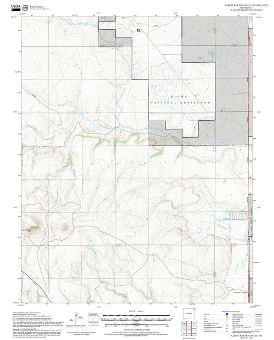 2025 Forest Service Topo Map of Rabbit Ear Mountain New Mexico