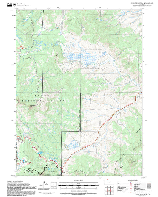 2025 Forest Service Topo Map of Rabbit Ears Peak Colorado