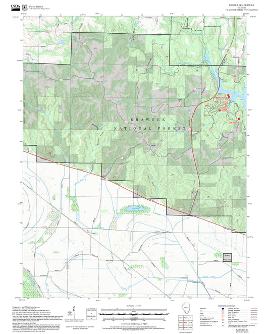 2025 Forest Service Topo Map of Raddle Illinois