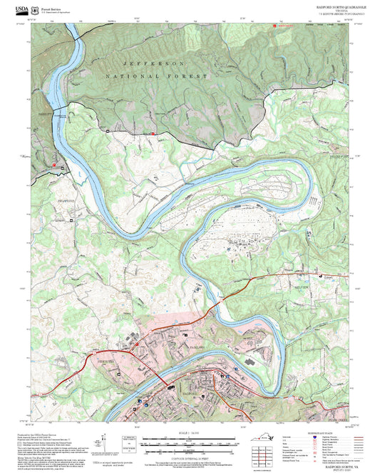 2025 Forest Service Topo Map of Radford North Virginia