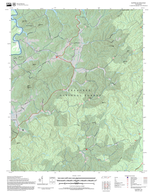 2025 Forest Service Topo Map of Rafter Tennessee