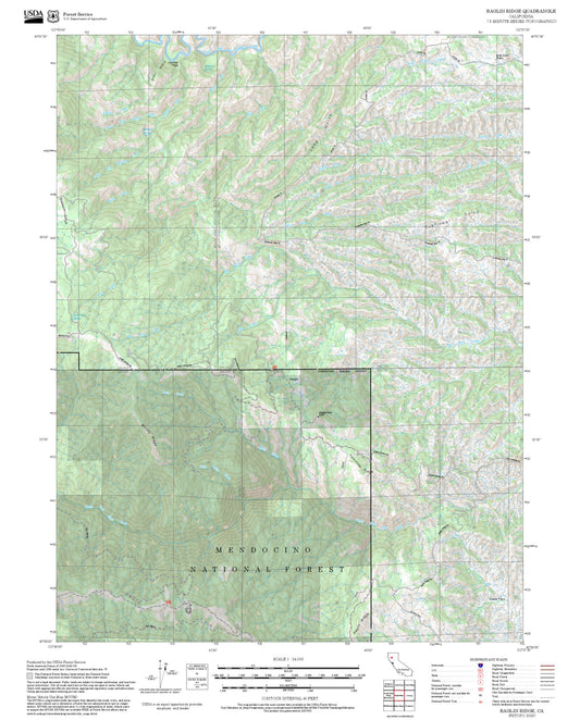 2025 Forest Service Topo Map of Raglin Ridge California