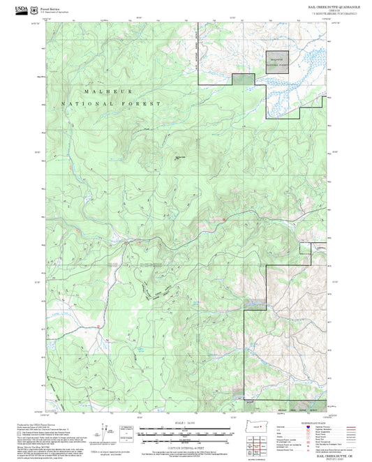 2025 Forest Service Topo Map of Rail Creek Butte Oregon