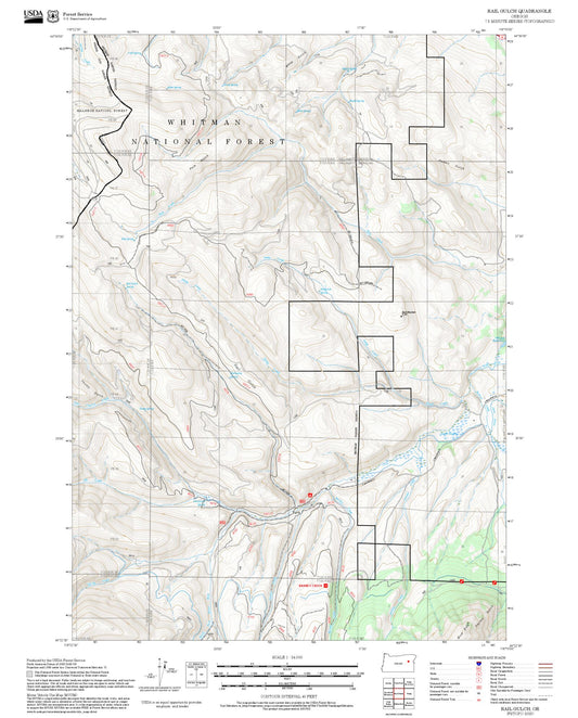 2025 Forest Service Topo Map of Rail Gulch Oregon