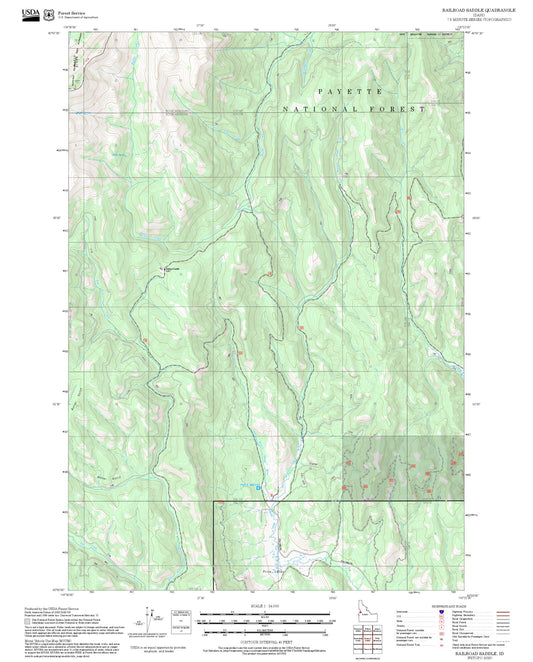 2025 Forest Service Topo Map of Railroad Saddle Idaho