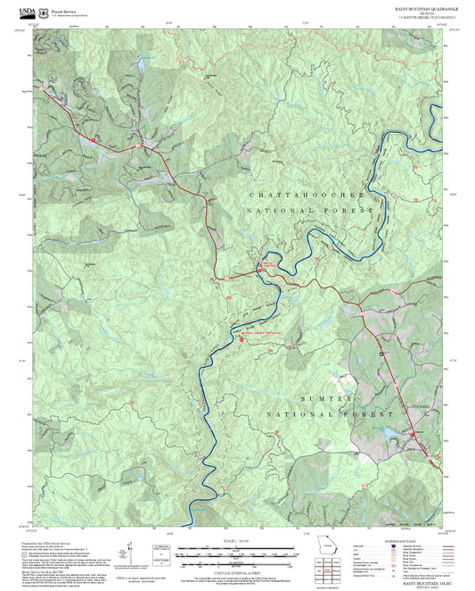 2025 Forest Service Topo Map of Rainy Mountain Georgia
